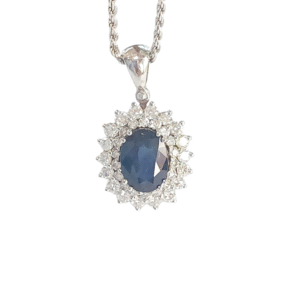 Collana e pendente con zaffiro e brillanti
